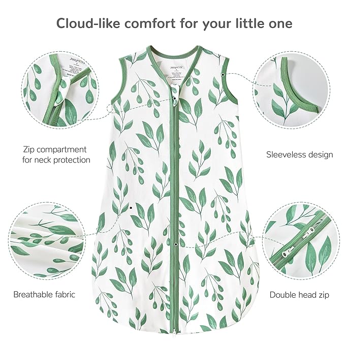 JELLYMONI Baby Sleep Sack 18-24 Months 100% Cotton Wearable Blanket, 0.5 TOG Soft Lightweight Toddler Sleeping Sack 3 Pack 2-Way Zipper Newborn Sleep Sacks-CubbioJoy