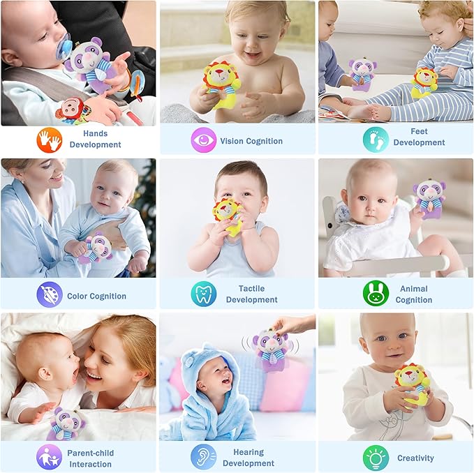 BLOOBLOOMAX Sock rattles for Babies 0-24 Months Baby Animal Foot Finder Educational Toys-CubbioJoy