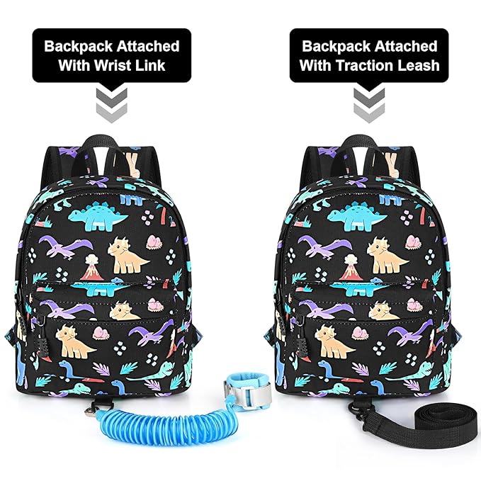 Accmor Toddler Backpack Leash, Cute Dinosaur Kids Backpack with Anti Lost Wrist Link, Mini Child Backpack Leash Baby Walking Harness for Outdoor Travel, Adorable Backpack Tether for Boys-CubbioJoy