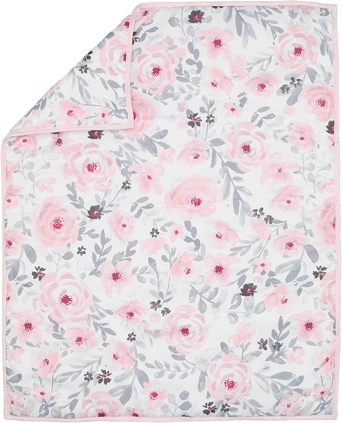 Bedtime Originals Blossom Pink Watercolor Floral 3-Piece Mini Crib Bedding Set-CubbioJoy