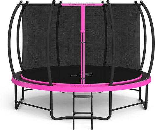 BCAN 8FT 10FT 12FT 14FT 15FT 16FT Recreational Trampoline with Enclosure for Kids Adults, ASTM Approved, Outdoor Trampolines with Ladder for Kids-CubbioJoy