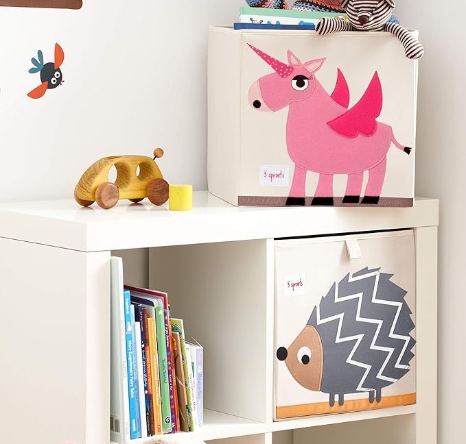3 Sprouts Toy Storage Organizer: Toy Box Cube Organizer for Playroom, Nursery - Foldable Storage Bin - Unicorn-CubbioJoy