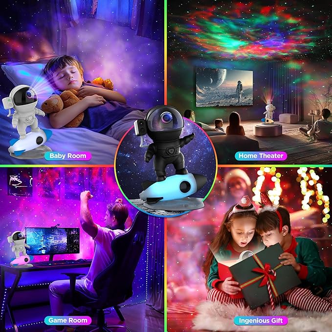 Astronaut Galaxy Projector for Bedroom, Star Projector Galaxy Light with App & Remote Control, White Noises, Bluetooth Speaker, Rocket Night Light for Kids, Ceiling, Gifts, Room Decor-CubbioJoy