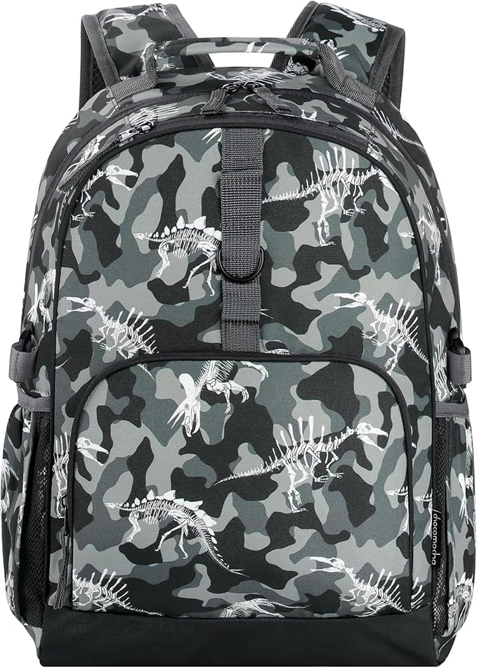 Choco Mocha Backpack for Boys, Elementary School Backpack for Boys Ages 6-8 Kids Kindergarten Backpack Bookbag 17 Inch with Chest Strap, Camo-CubbioJoy