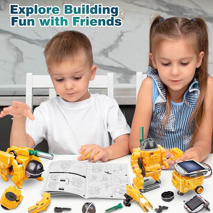 6-in-1 Solar Robot Toys for Ages 8 9 10 11 12 Year Old Boys Girls, STEM Science Kits for Kids Age 8-12, Building Experiments Robotics Kit STEM Projects for Kid Christmas Birthday Gifts (Yellow)-CubbioJoy