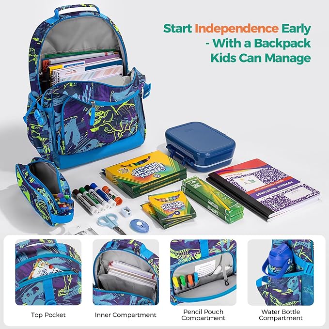 Choco Mocha Shark Backpack for Boys, Elementary School Backpack for Boys Ages 6-8 Kids Kindergarten Backpack Bookbag 17 Inch with Chest Strap-CubbioJoy