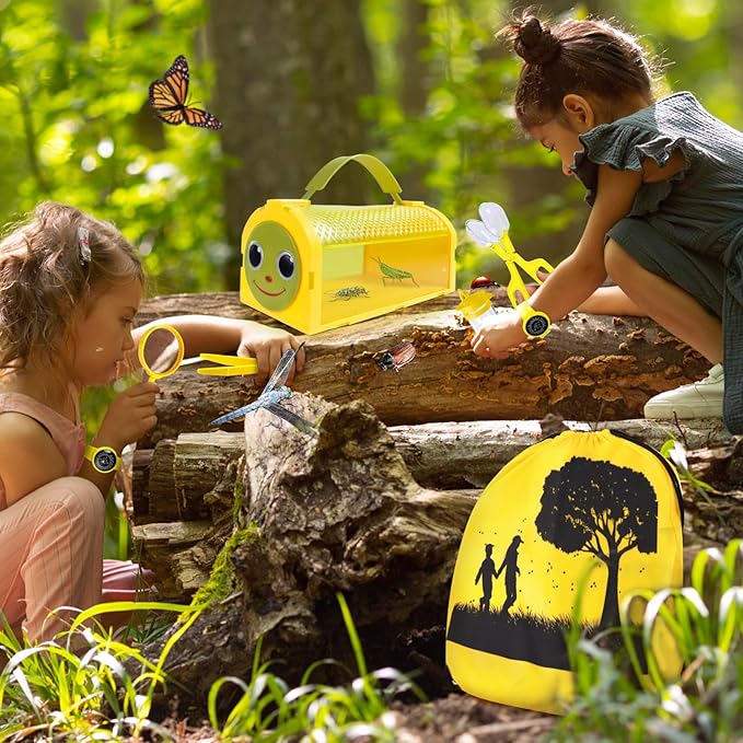 Bug Catcher Kit & Outdoor Explorer Kit for Kids, 10 Pcs Bug Catching Kit with Toy Cage, Backpack, Flashlight, Manifying Glass, Toy Net, Outdoor Exploration Toys Gift for Boys Girls 3-12-CubbioJoy
