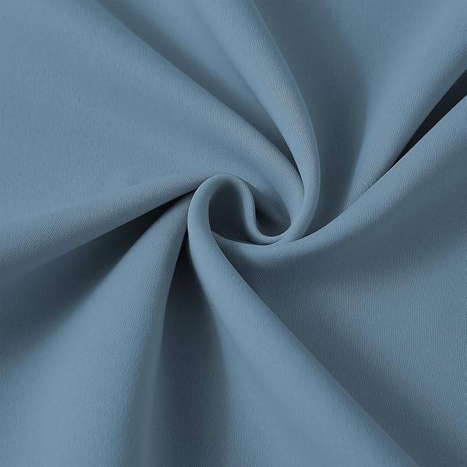 KEQIAOSUOCAI Dusty Blue Pinch Pleated Curtains 132 Inches Long Room Darkening Draperies Luxury Decor for Living Room Nursery (Stone Slate Blue 40x132 Inch 2 Panels)-CubbioJoy
