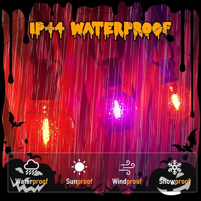 25FT Outdoor Halloween String Lights, G40 Outdoor Halloween Decorations Light with 27 LED Shatterproof Orange Purple Globe Lights(2 Spare), Hanging Patio Lights for Holiday Balcony Backyard Party-CubbioJoy