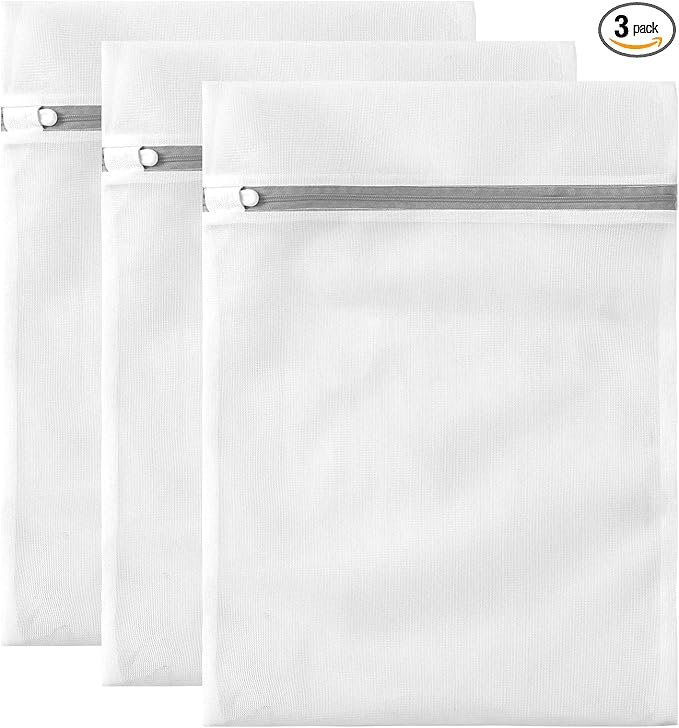 3 Pack Mesh Laundry Bags Medium by MDSXO- Fine Durable Lingerie Delicates Bag for Washing Machine for Socks, Bra, Mask,Underwear 12 * 16 inch [3 Pack]-CubbioJoy