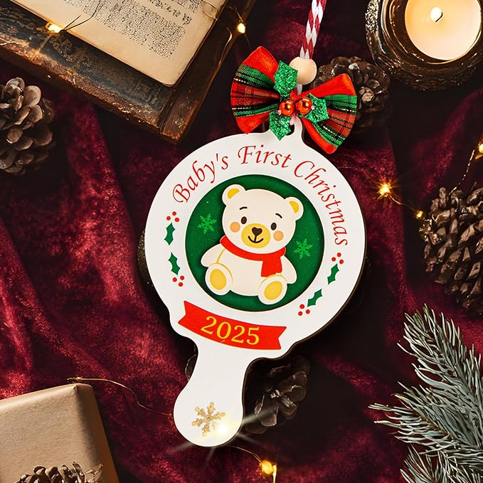 Baby First Christmas Ornament 2025 for Girl Boy - Baby's 1st for Parents, Gingerbread Newborn Ornament Keepsake Babys First Xmas Ornaments for Xmas Tree Decorations-CubbioJoy
