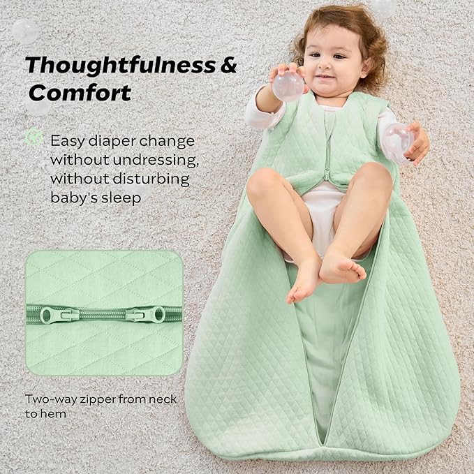 JELLYMONI Baby Sleep Sack TOG 2.5, 12-18 Months Winter Baby Wearable Blanket, 100% Cotton Infant Sleeping Sack 2-Way Zipper Warm Quilted Sleepsack-CubbioJoy