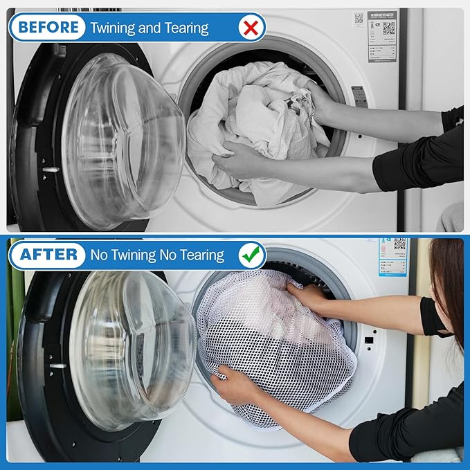 3Pcs Mesh Laundry Bags Washing Machine Mesh Wash Bags Jumbo for Delicates Clothes,Bed Linen,Toys with Drawstring Closure Sturdy(3 XXLarge 28 x 26 Inches)-CubbioJoy