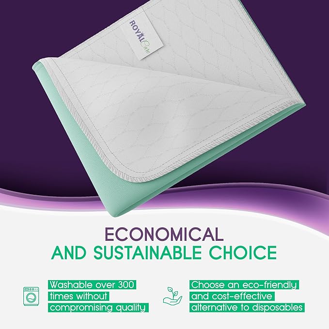 Incontinence Bed Pads - Big Size - Reusable Waterproof Underpad Chair, Sofa and Mattress Protectors - Highly Absorbent, Machine Washable - for Children, Pets and Seniors (36x72 (Pack of 1), Green)-CubbioJoy