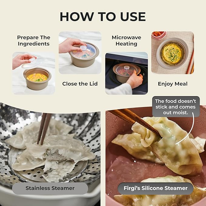 40oz Platinum Silicone Microwave Steamer Pot with Handle & Lid - Korea 100% Food-Grade Steamer Bowl, Heat-Resistant Cooker with Steam Holes, Easy Clean, Dishwasher Safe, Yellow-CubbioJoy