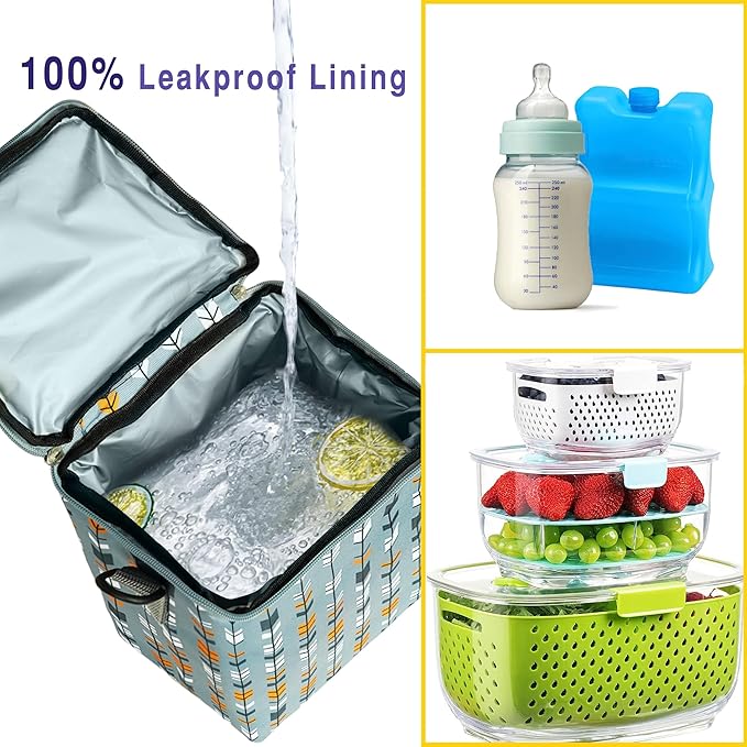 Breastmilk Cooler Bag with Ice Pack Fits 4 Baby Bottles Up to 9 Ounce Insulated Baby Bottle Bag Breast Milk Cooler on The Go with Strap Baby Bottle Cooler Bag for Nursing Mom Daycare or Travel-CubbioJoy