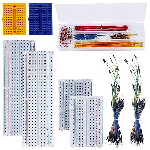 276Pcs Breadboard Jumper Wires Kit, 2Pcs 830 Breadboards + 2Pcs 400 Breadboards + 2Pcs Color-Coded 170 Breadboards + 140Pcs U-Shape Jumpers and 2x65Pcs Flexible Wires for Arduino, Raspberry Pi, STEM-CubbioJoy