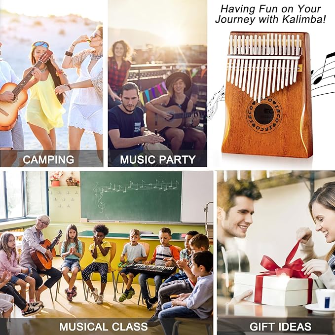 Kalimba Thumb Piano 17 Keys Portable Finger Piano Marimba Music Gifts for Adults Kids-CubbioJoy