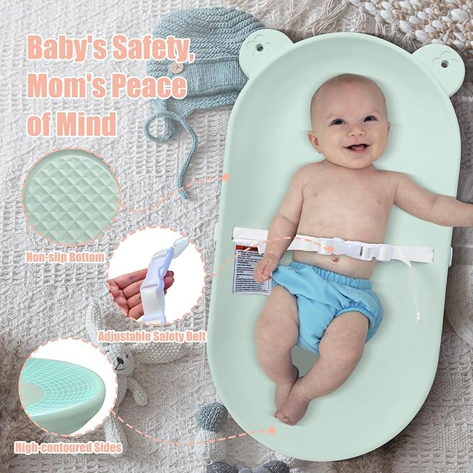 Baby Changing Pad, EVA Waterproof Non-Slip Changing Table Pad with Adjustable Strap for Dresser Changing Table Nursery, Portable Diaper Changing Pad, Green-CubbioJoy