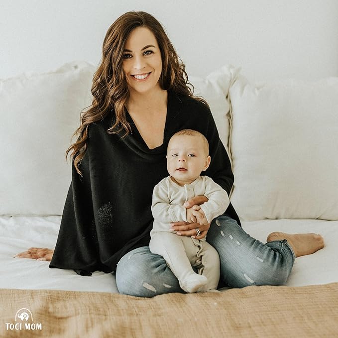 Breathable Nursing Cover Poncho – Stylish Multi-Use Breastfeeding Scarf, Car Seat Cover & Baby Blanket for Modern Moms-CubbioJoy