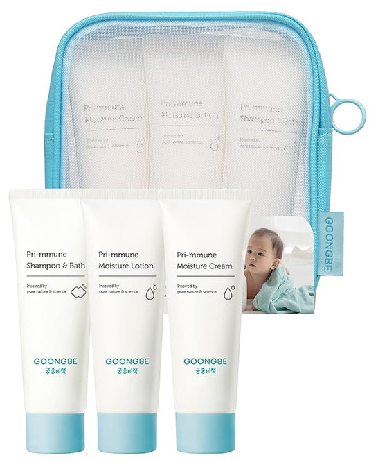 Baby Skincare Travel Set - Korean Baby Skincare & Bath Time Essentials - Shampoo & Bath, Moisutre Lotion, Cream - Hydrating & Nourishing, 3 Items-CubbioJoy