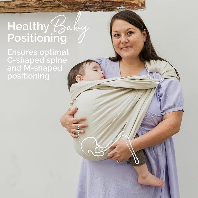 Boba Ring Sling - Newborn to Toddler Carrier, Lightweight & Breathable, Hip-Healthy, Front & Hip Carry, 8-35 lbs (Pampas)-CubbioJoy