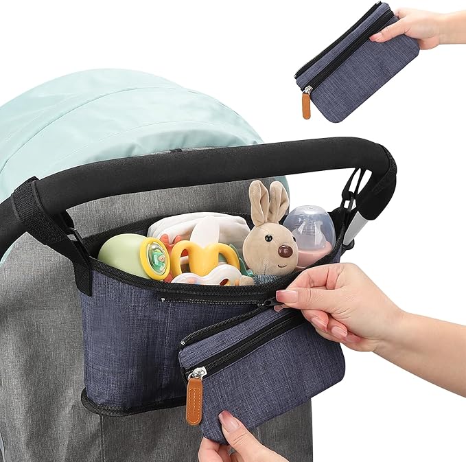 Accmor Universal Stroller Organizer with Detachable Phone Bag, Stroller Bag Caddy Organizer Stroller Accessories for Uppababy, Baby Jogger, Nuna, Doona, Britax Strollers-CubbioJoy