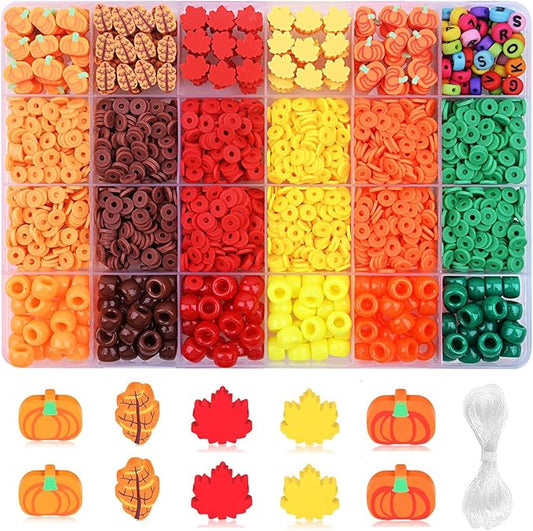 2480pcs Thanksgiving Fall Polymer Clay Beads Charms Friendship Bracelet Necklace Earring Jewelry Making kit, Accessories for Arts Crafts DIY Gifts for Women Girls-CubbioJoy
