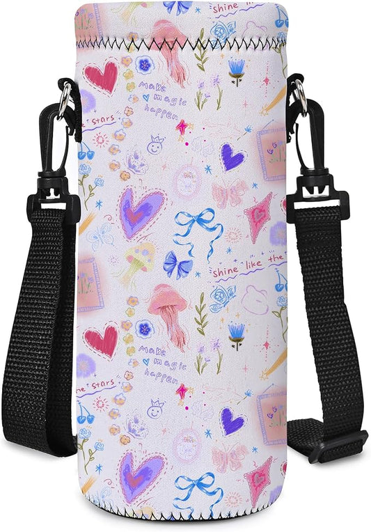 AUPET Water Bottle Sling Bag Carrier Crossbody Sleeve,Insulated Neoprene Bottle Case Holder Pouch Cover 500ML/17oz with Shoulder Strap for Walking Women Men-CubbioJoy