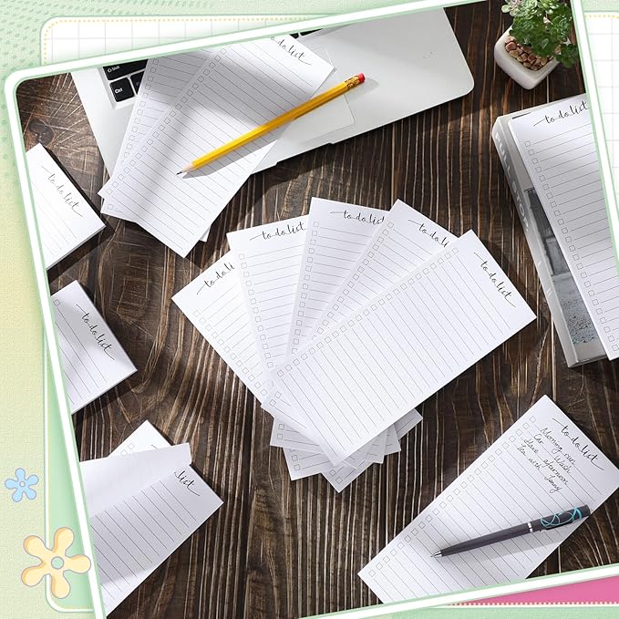 Censen 10 Pack 500 Sheets To Do List Notes Daily Checklist Notepads with 50 Sheets Each Undated Color Memo Pad Block Shopping List Pad Weekly Plan Notepad Organizer Planners(White,Lined)-CubbioJoy