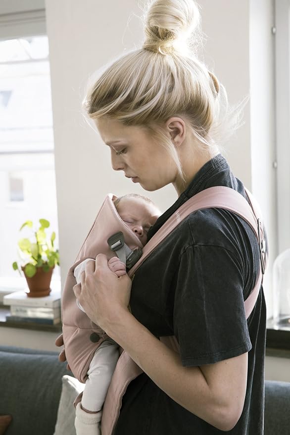 BabyBjörn Baby Carrier Mini, Cotton, Dusty Pink Newborn Carrier (7-25 lbs), Ergonomic, Easy-to-Use-CubbioJoy