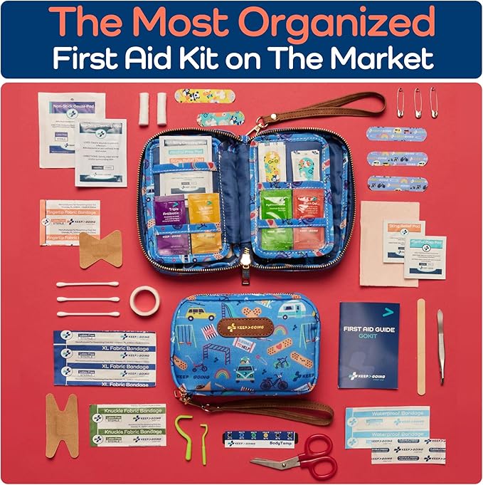 KeepGoing Travel First Aid Kit for Kids – 130 Pc. for Car, Home, Purse, Diaper Bag & Backpack with Latex-Free Bandages - Mini First Aid Kit Travel Size TSA-Approved-CubbioJoy