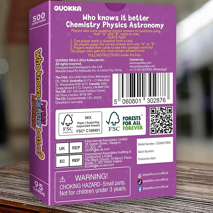 Board Games for Kids 8-12 and Family - Science Trivia Card Game for Kids Age 12+ - Who Knows Chemistry Physics Astronomy Better? - 500+ Questions - Fast-Paced Educational Game for Teens and Adults-CubbioJoy