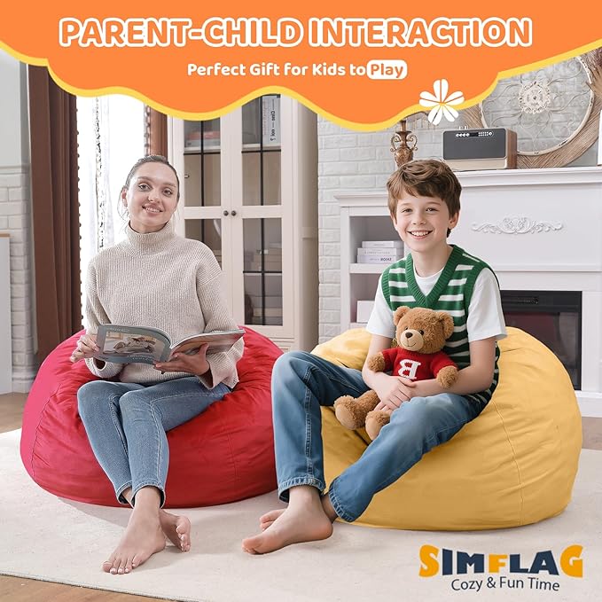 2FT Bean Bag Chair, Comfy Bean Bag Chairs with Memory Foam Filled, Fluffy Beanbag Sofa with Dutch Velvet Cover, Teardrop BeanBag Chairs for Living Room, Playroom - Mustard-CubbioJoy