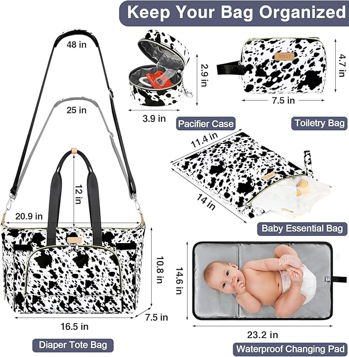 ITIEZY Diaper Bag Tote for Baby - Large Mommy Bag with Portable Changing Pad Pacifier Case, Hospital Bags Travel Baby Bag-CubbioJoy
