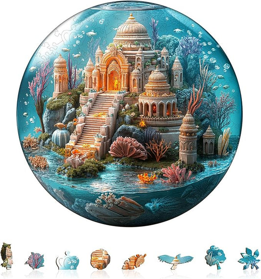 Jigfoxy Wooden Puzzles for Adults, Indian Temple Sanctua Wood Puzzles Adult, Unique Animal Shape Wooden Jigsaw Puzzles for Adults, Birthday Gifts for Puzzle Lovers, Family, Friend (S-8.5*8.5in-100pcs)-CubbioJoy