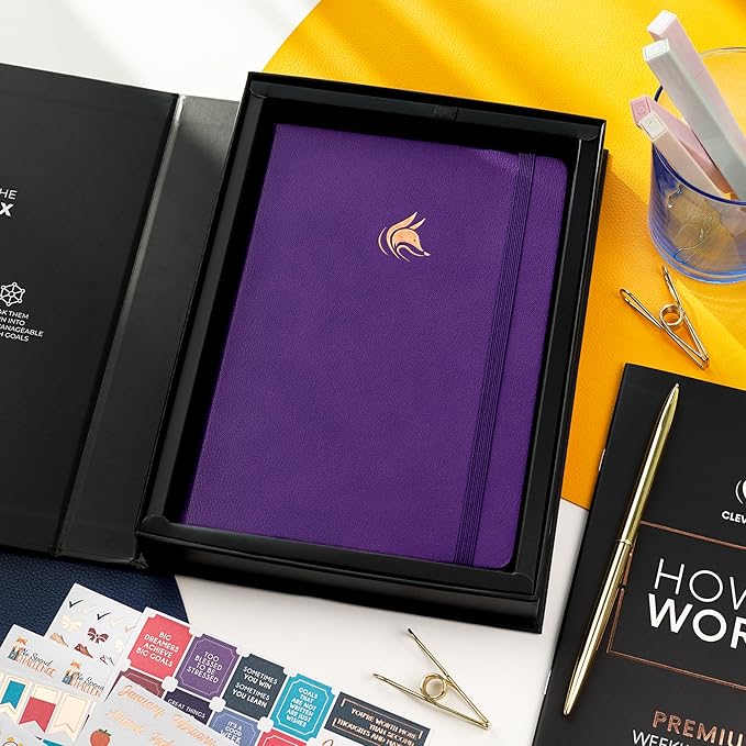 Clever Fox Planner Premium Edition – Undated Luxurious Weekly & Monthly Planner to Increase Productivity and Hit Your Goals – Organizer – Start Anytime, A5, Lasts 1 Year, Purple (Weekly)-CubbioJoy