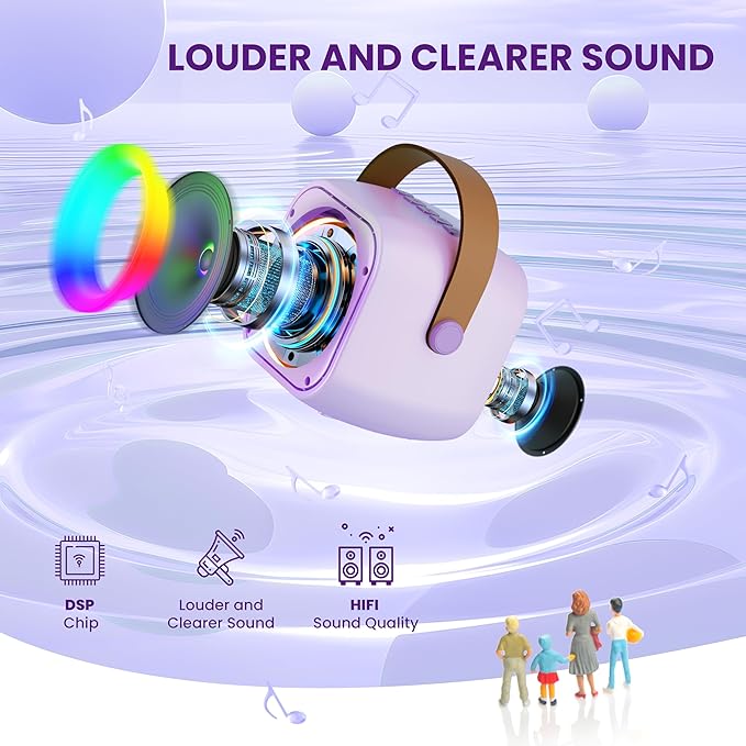 Karaoke Machine for Kids Toys for 4-12+ Year Old, Mini Portable Bluetooth Speaker with 2 Wireless Microphones, Birthday Party for Girls Boys-CubbioJoy