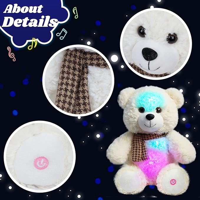 Cuteoy Glowing LED Bear Light-up Nightlight Toys Musical Plush Stuffed Animal Singing Lullabies Birthday Christmas Plushies Gifts for Kids Boys Girls,10.5"-CubbioJoy