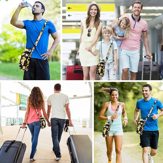 Betsey Johnson Insulated Water Bottle Pouch Holder Carrier Crossbag with Adjustable Shoulder Strap - Lightweight Polyester Accessories with Pockets Good for Hiking Sports-CubbioJoy