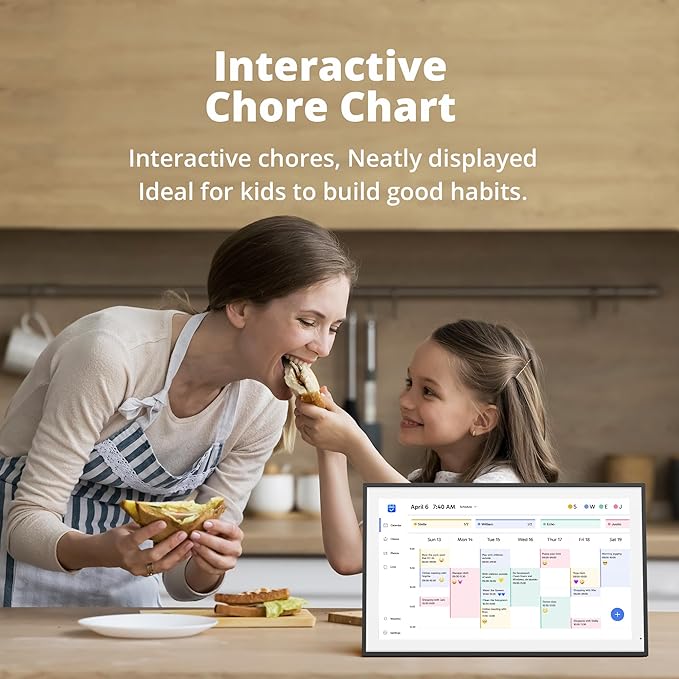 Dragon Touch 21.5" Digital Calendar Chore Chart – 1080P Full HD Interactive Touchscreen, Smart Family Planner, Hearth Display Digital Calendar Wall & Desk Mountable for Seamless Scheduling Black-CubbioJoy