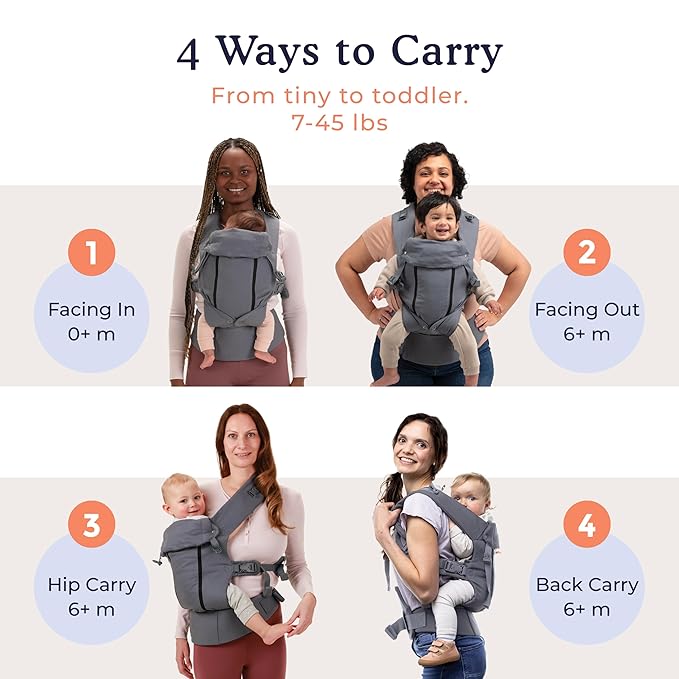 Beco 8 Hybrid Baby Carrier from Newborn to Toddler (7-45lbs) - All in One Mesh Front and Hip Carrier Backpack with Adjustable Seat - Cooling, Ergonomic and Comfortable - Dark Grey-CubbioJoy