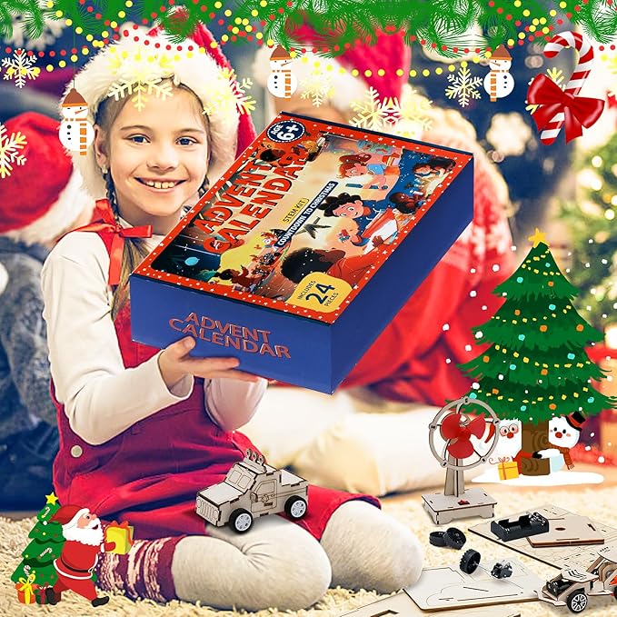 Advent Calendar 2024 Kids Boys - Christmas Advent Calendar Science STEM Kit for Kids - 24 Days of Christmas Countdown Toys Xmas Surprise Gift Christmas Party Favors Kids Teens-CubbioJoy