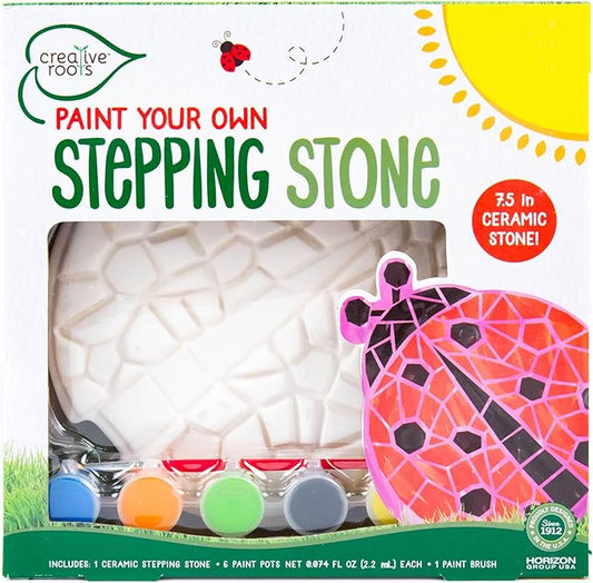 Creative Roots Mosaic Ladybug Stone, Includes 7-Inch Ceramic Stepping Stone & 6 Vibrant Paints, DIY Garden Stepping Stone Kit for Kids Ages 6+-CubbioJoy