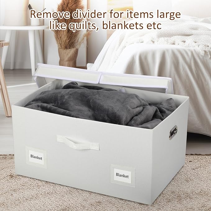 75 Quarts Extra Large Decorative Storage Bins with Lids, 1 Pack White Collapsible Storage Bins with Lids, Stackable Storage Bins Decorative Box Storage With Lid Extra Large-CubbioJoy