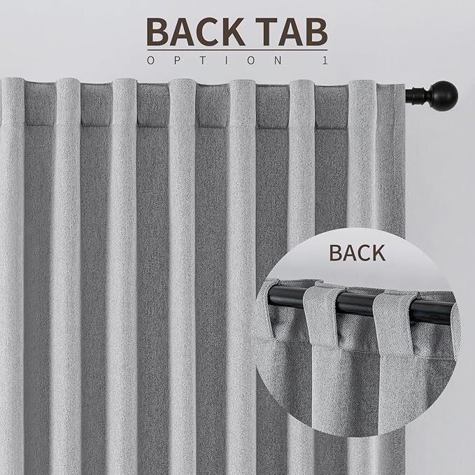 Joydeco Faux Linen Blackout Curtains for Bedroom,Light Grey Blackout Curtains 72 inches Long,100% Blackout Solid Thermal Insulated Window Drapes Luxury Decor for Living Room（W52xL72 Inch,Light Grey）-CubbioJoy