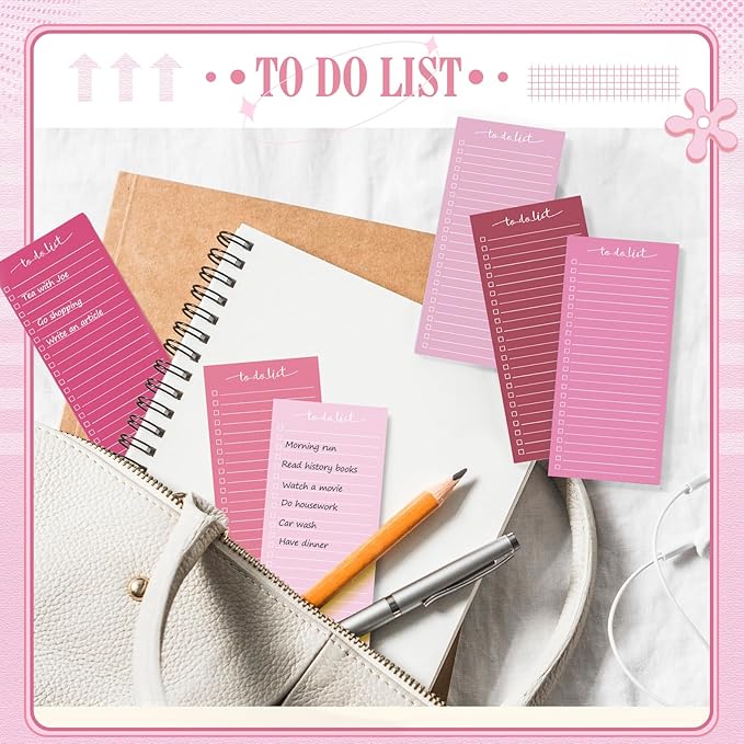 Censen 10 Pack 500 Sheets To Do List Notes Daily Checklist Notepads with 50 Sheets Each Undated Color Memo Pad Block Shopping List Pad Weekly Plan Notepad Organizer Planners (Gradient Pink,Lined)-CubbioJoy