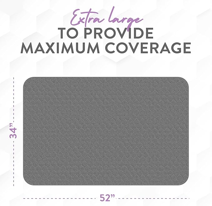 Inspire Underpads | Stain Hiding Gray Reusable Incontinence Bed Pads | Waterproof Mattress Pad | for Adults Babies and Dogs (34 X 52)-CubbioJoy