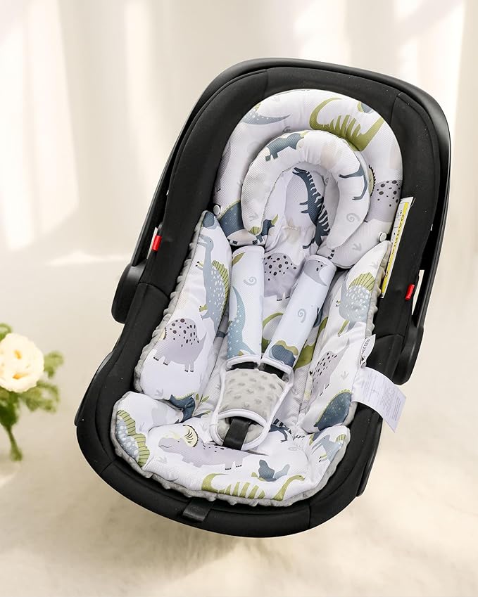 Infant Car Seat Insert with Removable Cushion for Baby Preemie Newborn Infant, Reversible carseat Insert Head Body Support Fits for Stroller, Baby Swing, Rocker, Bouncer, Bassinet - Grey-CubbioJoy