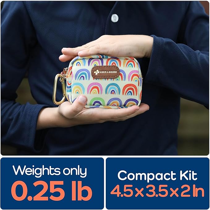 KeepGoing Small Travel First Aid Kit Kids – 60 Pc. Mini First Aid Kit for Purse, Diaper Bag, & Backpack with Latex-Free Bandages – 4 Oz., & 4.5 x 3.5 x 2 in, TSA-Approved-CubbioJoy